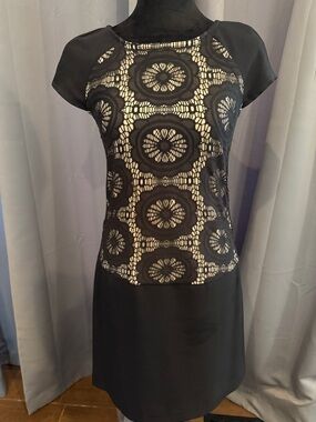 London Times Black Dress with Beige Lining